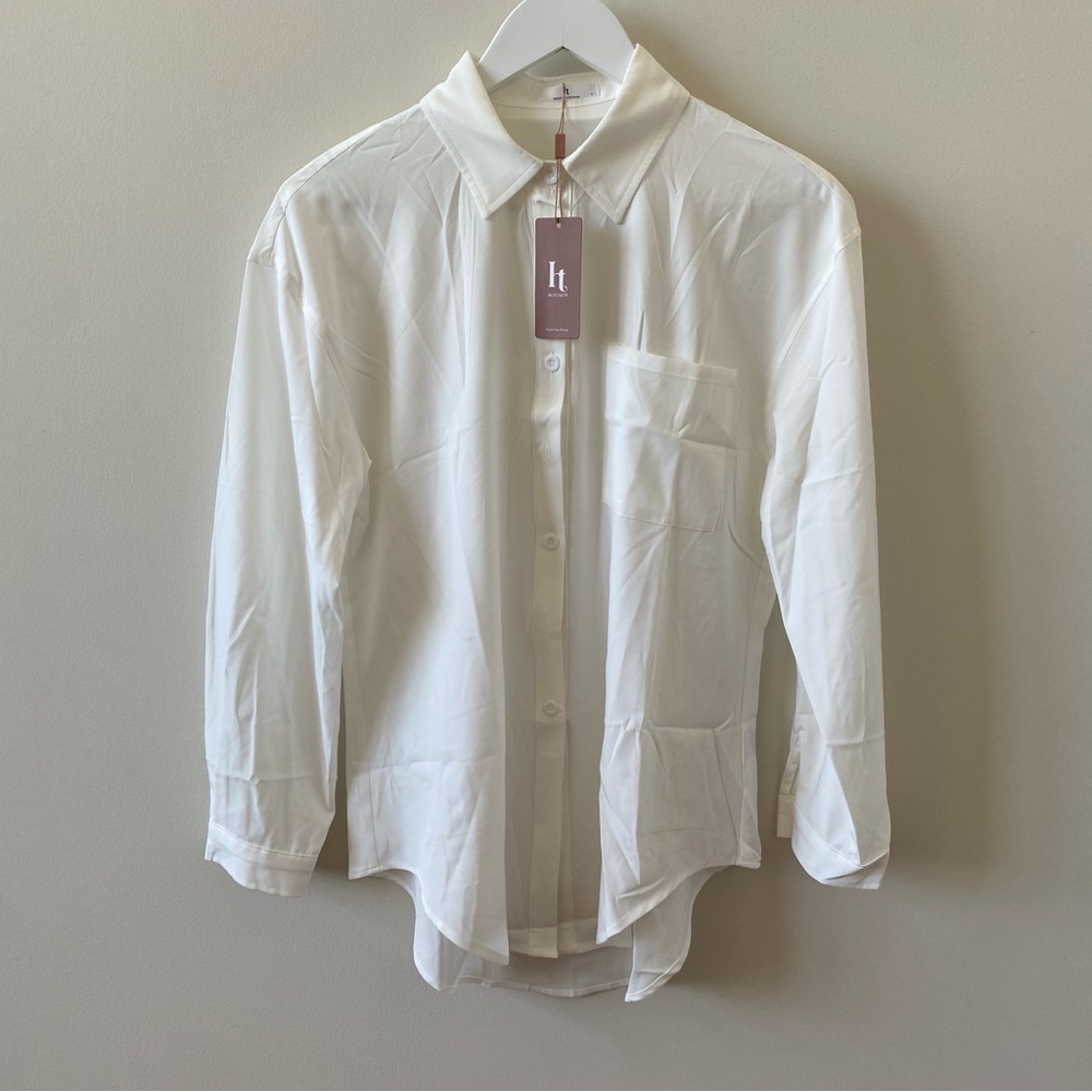Hotouch White Button-Up Shirt Women’s Size Small